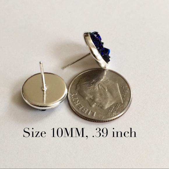 3 for 15🎀 purple-blue chunky Drusy style studs - Picture 5 of 6